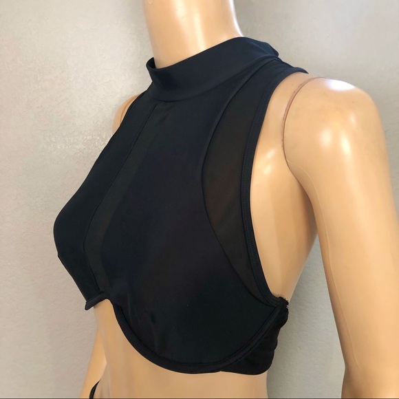 Sylk Swim Elite Bikini Top – Black Mesh Zip-Up | Size XL (Best for 34-36C) - Picture 4 of 6